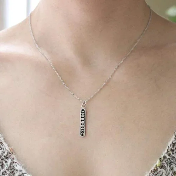 Sterling Silver Moon Phase Charm Necklace, 18" - Picture 7 of 8